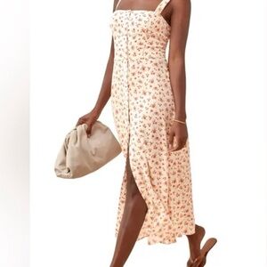 Floral White and Red reformation dress